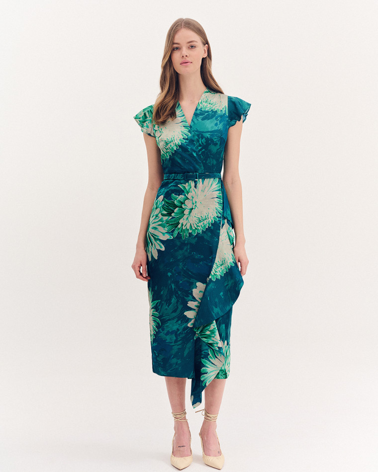 Φόρεμα midi floral satin